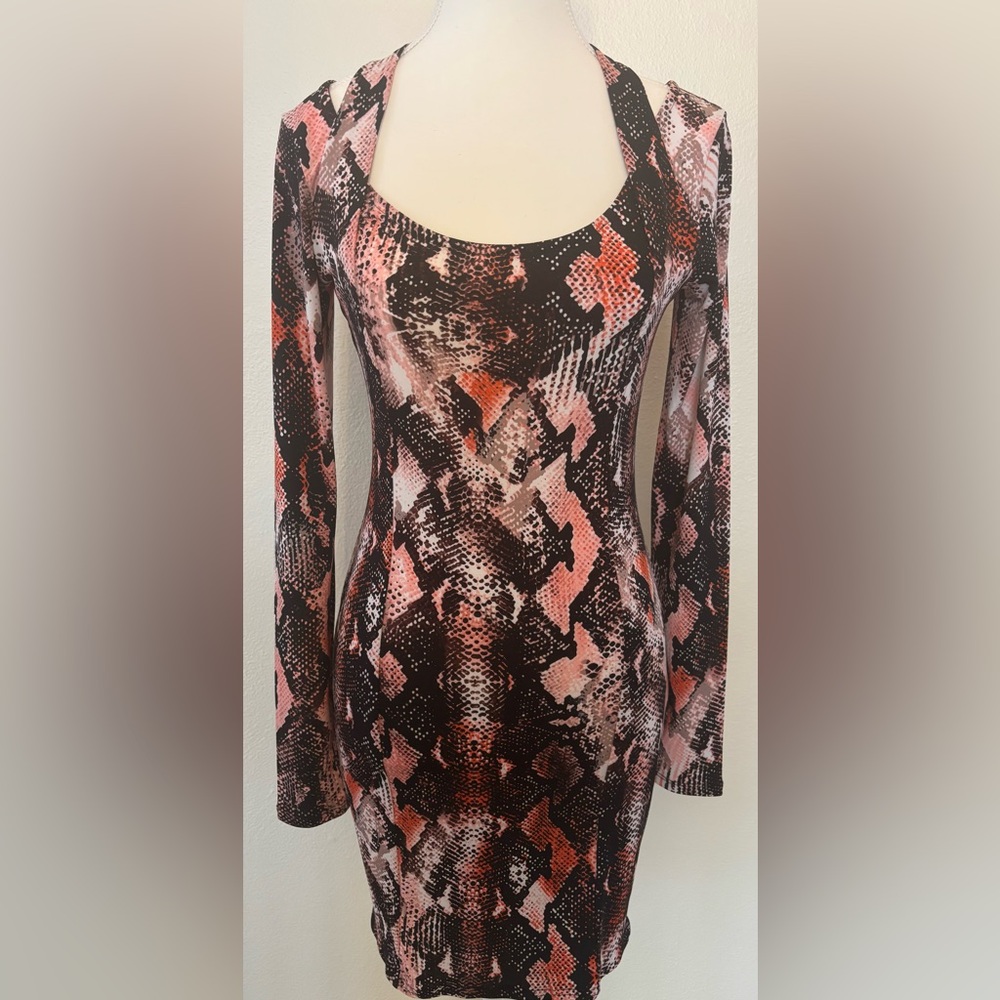 Snake Print Long Sleeve Dress